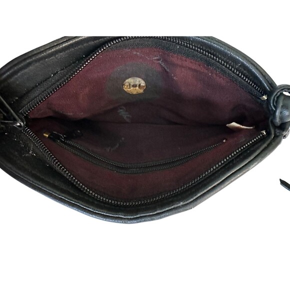 Whiting and Davis vintage black mesh metal crossbody purse on a leather strap - Picture 5 of 5